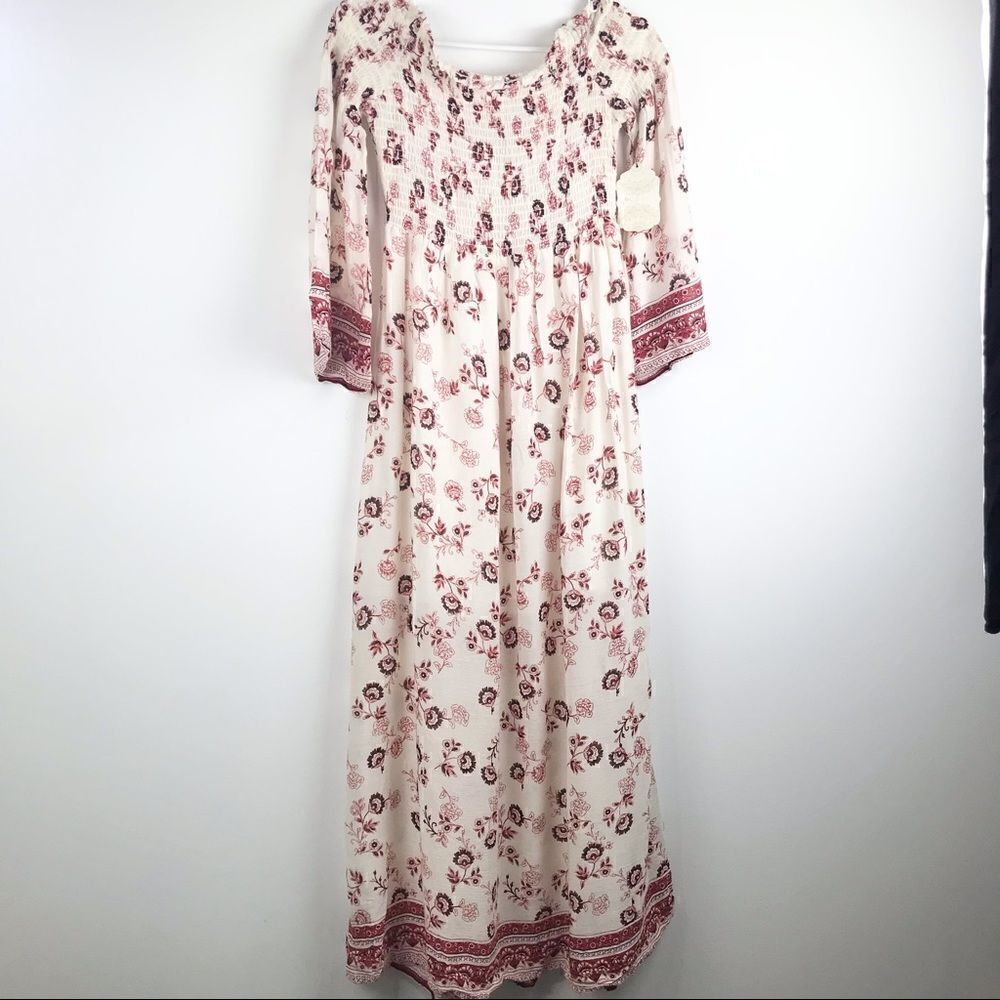 Altar’d State Cream/ Red Floral Off Shoulder Dress NEW - Picture 2 of 16